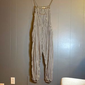 BILLABONG Wild Endings Overalls, Size is Medium, Black and White Strips
